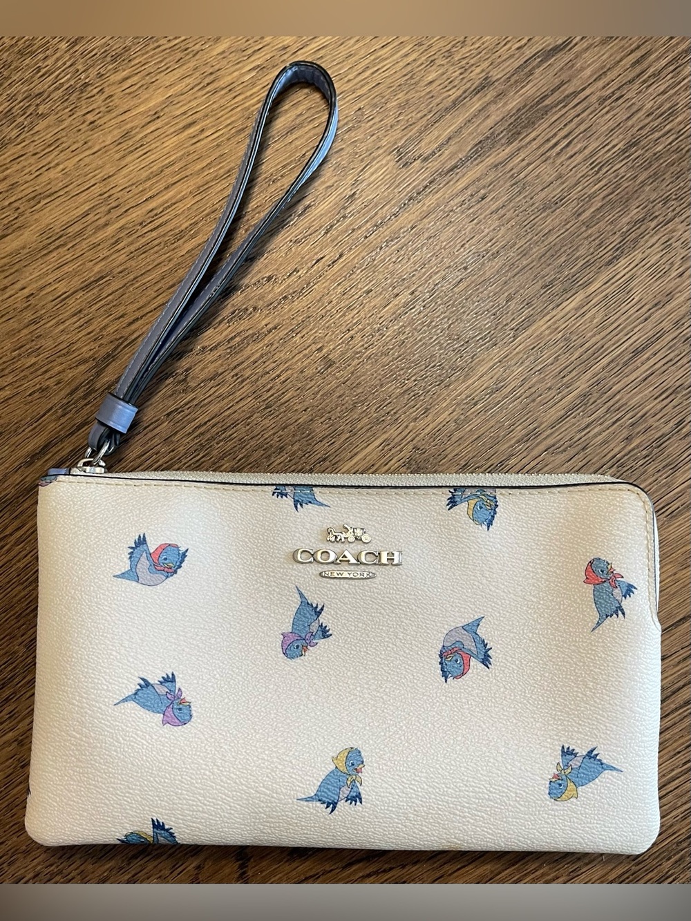 COACH Disney X Coach Large Corner Zip Wristlet Cinderella Flying Birds